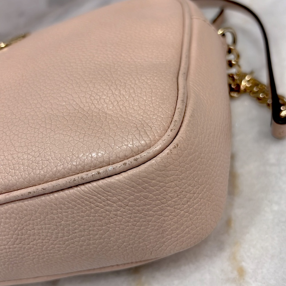Michael Kors Blush Pebbled Leather Chain Detail Crossbody Bag - Picture 9 of 16